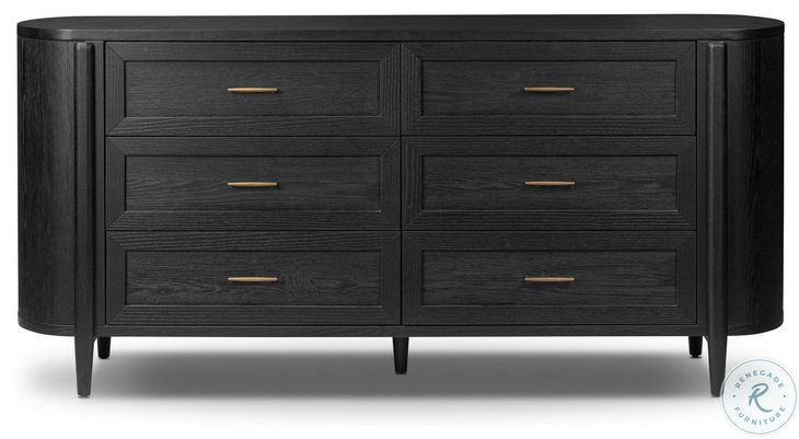 Tolle Drifted Matte Black Veneer 6 Drawer Dresser