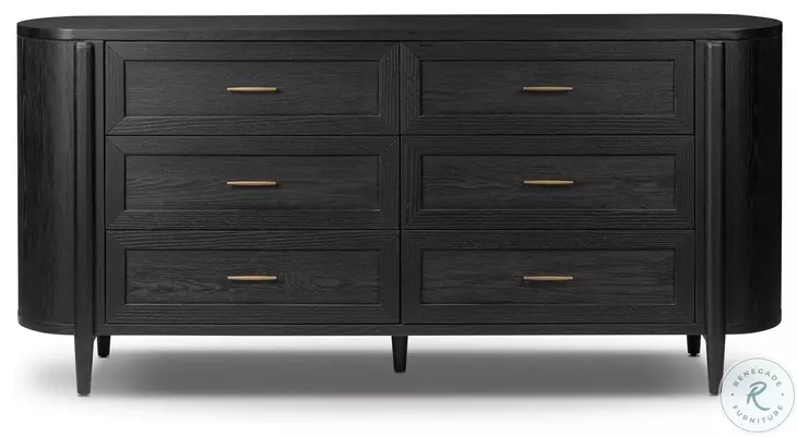 Tolle Drifted Matte Black Veneer 6 Drawer Dresser