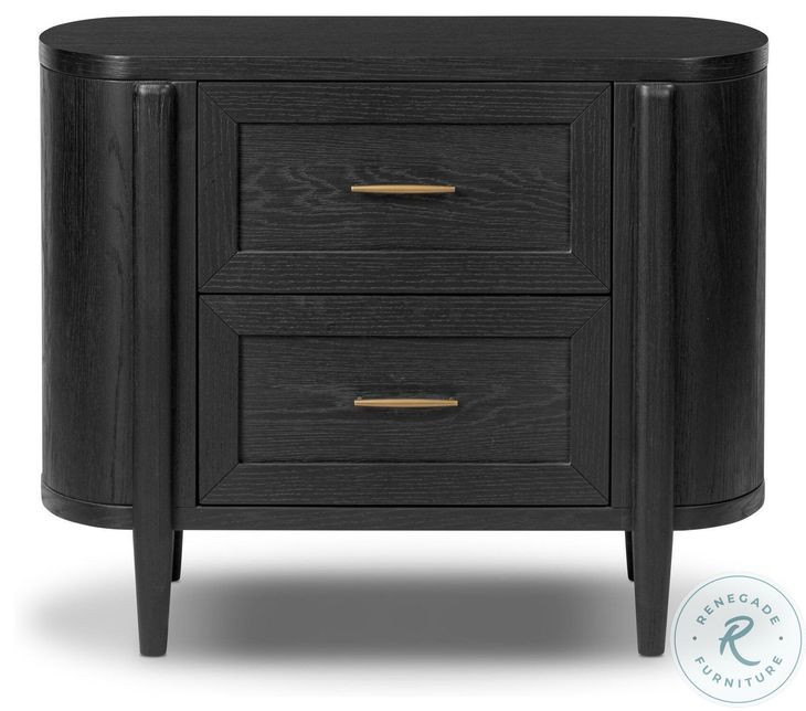 Tolle Drifted Matte Black Veneer 2 Drawer Nightstand