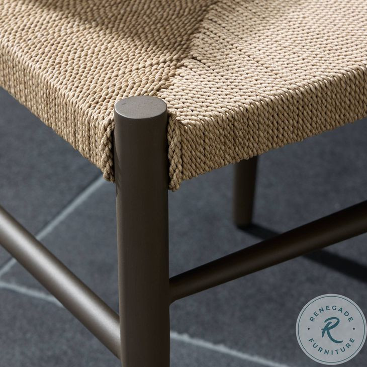 Lomas Textured Dune Outdoor Metal Dining Chair Set of 2