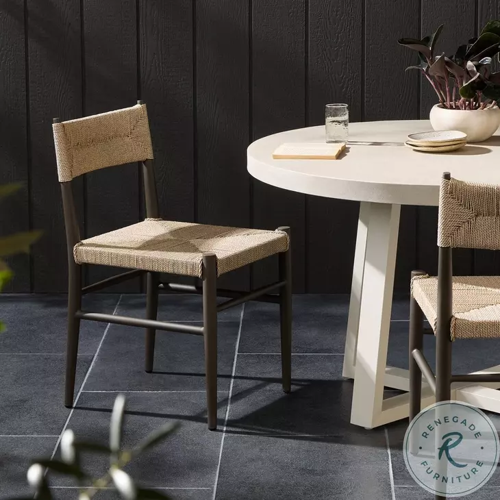 Lomas Textured Dune Outdoor Metal Dining Chair Set of 2