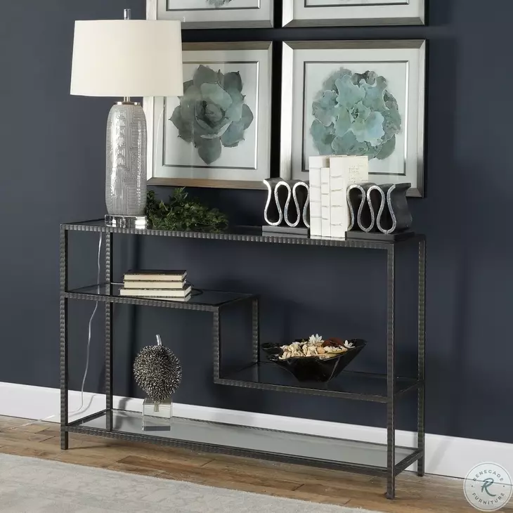 Simon Aged Gunmetal Console Table