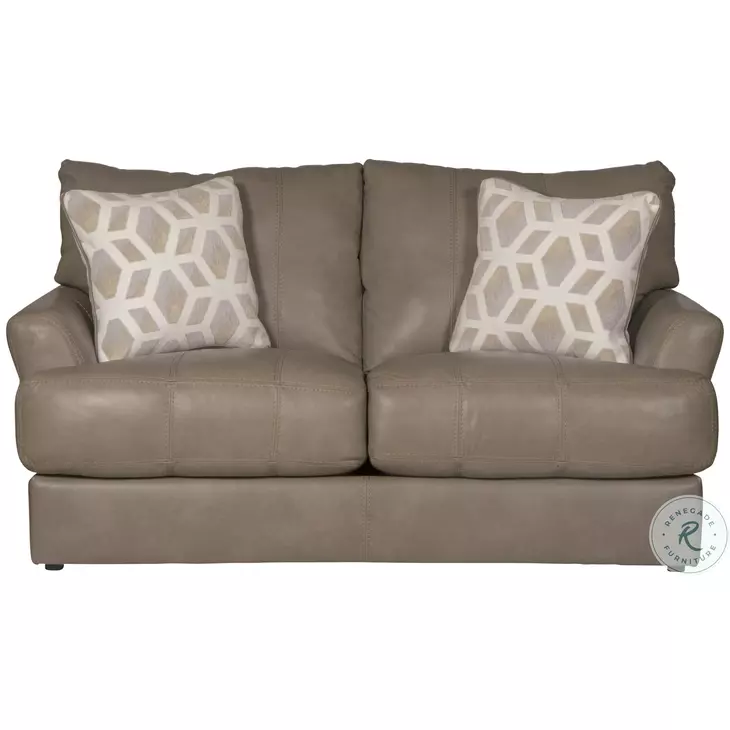 Prato Putty Italian Top Grain Leather Match 68" Loveseat