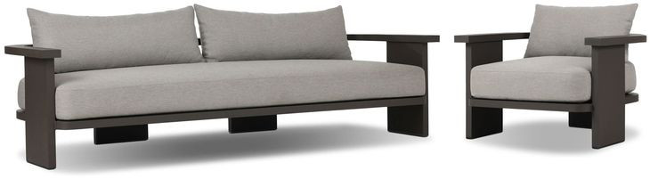 Tahana Casa Grey Performance Fabric Upholstered Outdoor Metal Living Room Set