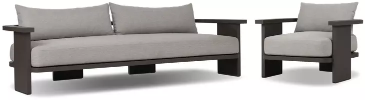 Tahana Casa Grey Performance Fabric Upholstered Outdoor Metal Living Room Set