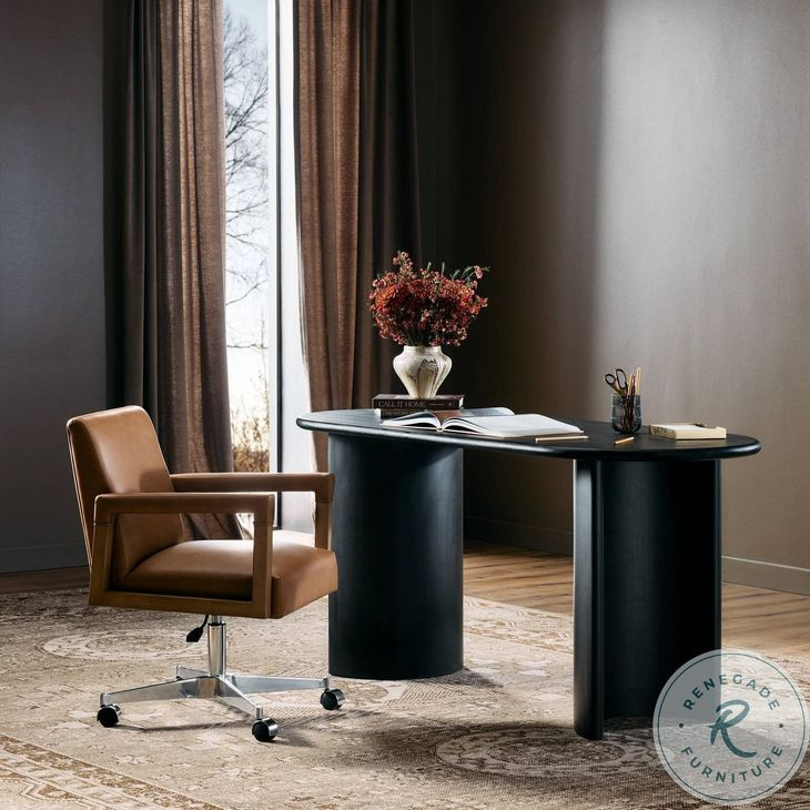 Paden Aged Black Acacia Home Office Set