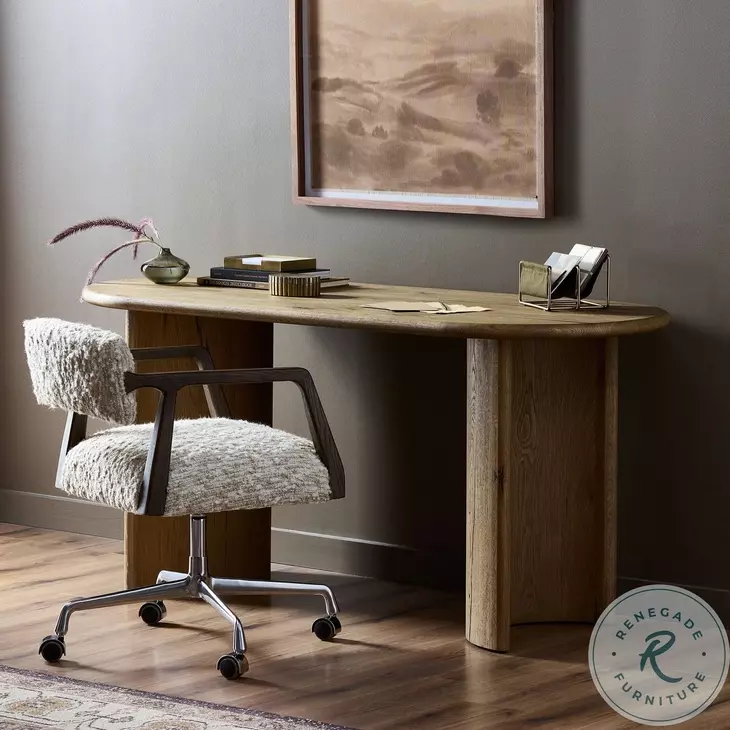 Paden Worn Oak 65" Oval Desk