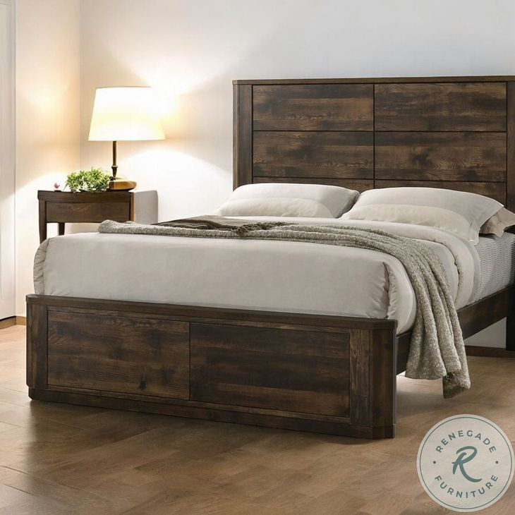 Elettra Rustic Walnut Queen Panel Bed