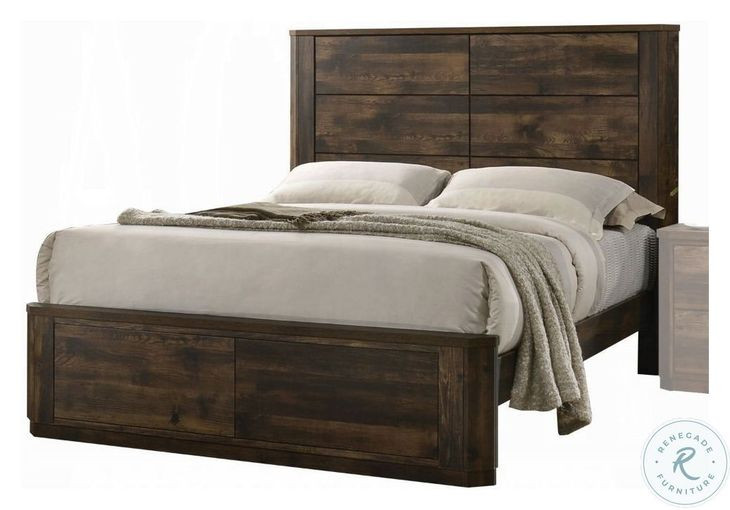 Elettra Rustic Walnut Eastern King Panel Bed