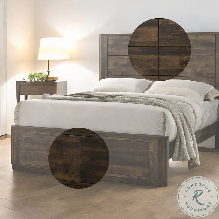 Elettra Rustic Walnut Eastern King Panel Bed