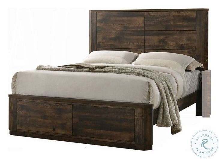 Elettra Rustic Walnut Queen Panel Bed