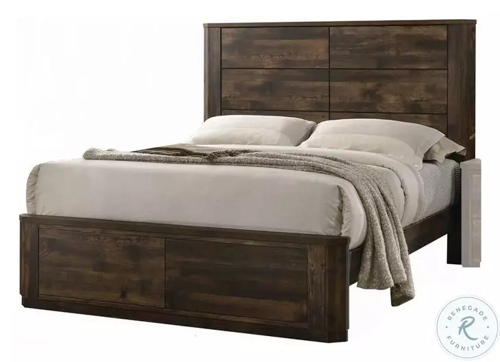 Elettra Rustic Walnut Queen Panel Bed