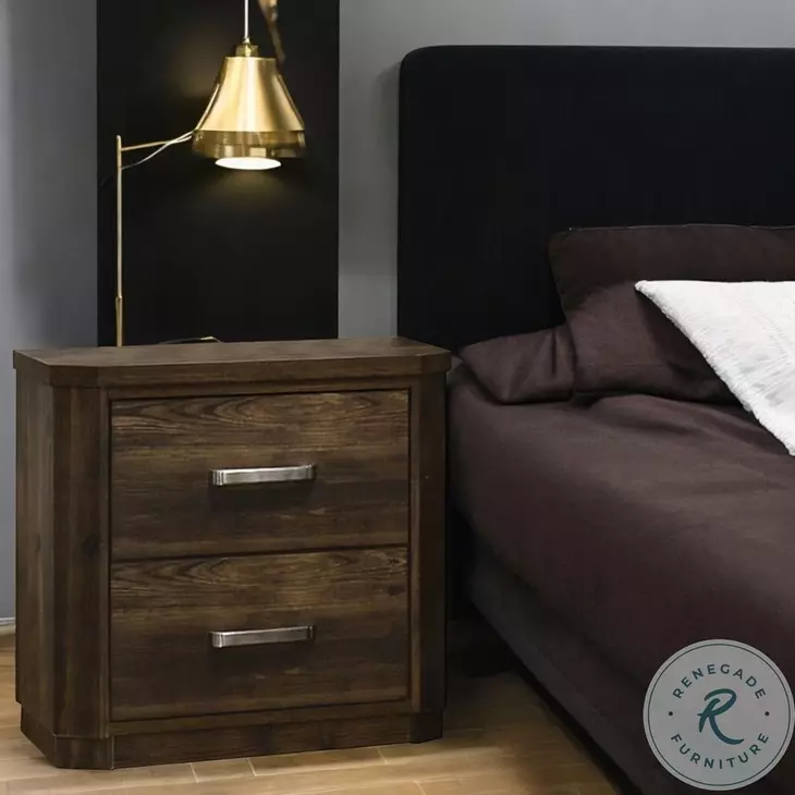 Elettra Rustic Walnut 2 Drawer Nightstand