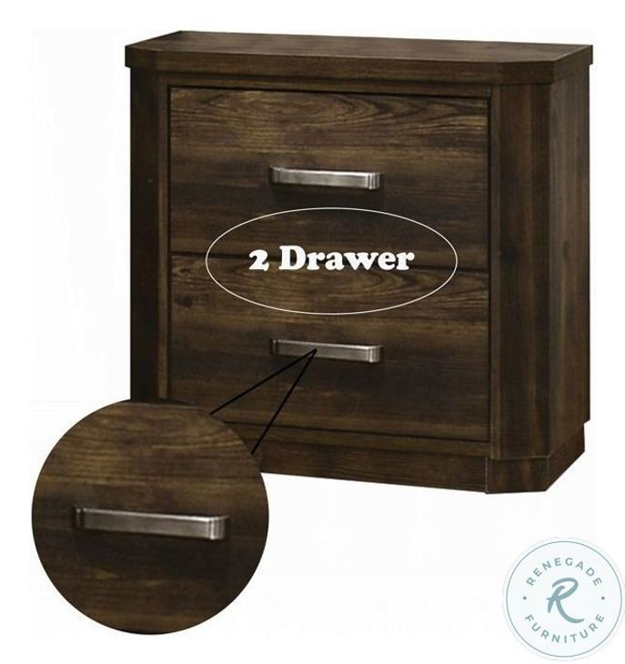 Elettra Rustic Walnut 2 Drawer Nightstand