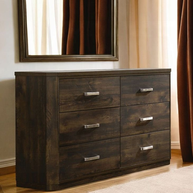 Elettra Rustic Walnut 6 Drawer Dresser