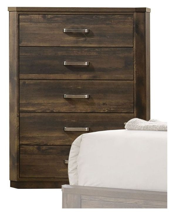 Elettra Rustic Walnut 5 Drawer Chest