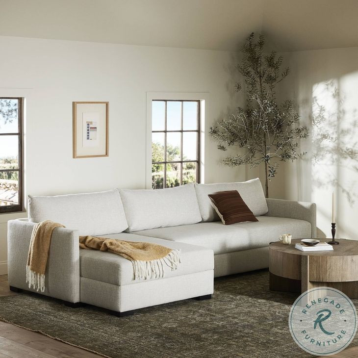 Wickham Alameda Snow Performance Fabric 2 Piece LAF Storage Chaise Sleeper Sectional