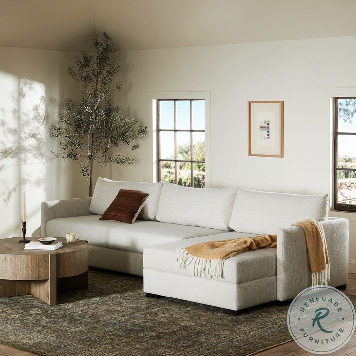 Wickham Alameda Snow Performance Fabric 2 Piece RAF Storage Chaise Sleeper Sectional