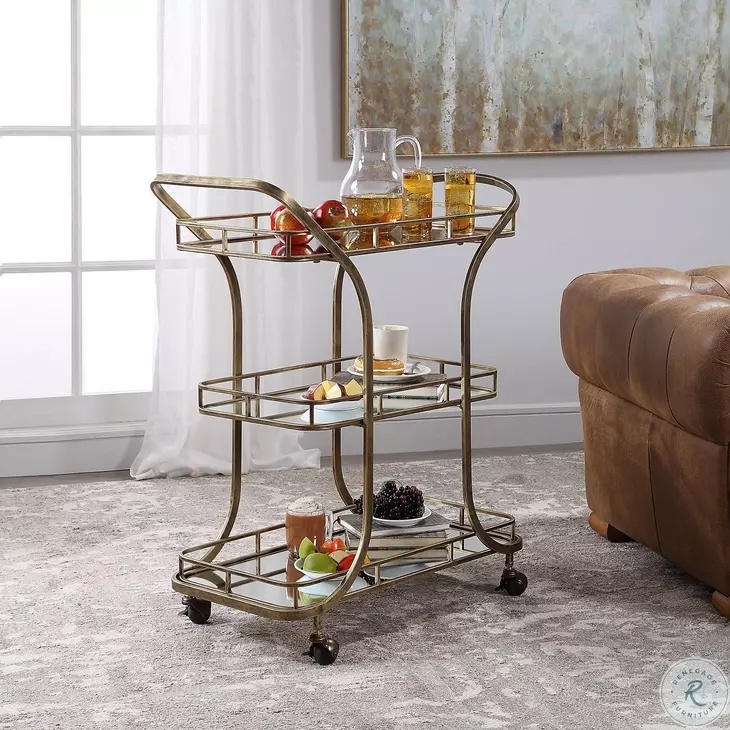 Doraline Antique Gold Serving Cart