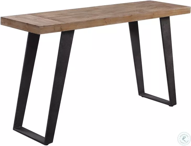 Freddy Weathered Oak and Aged Black Console Table