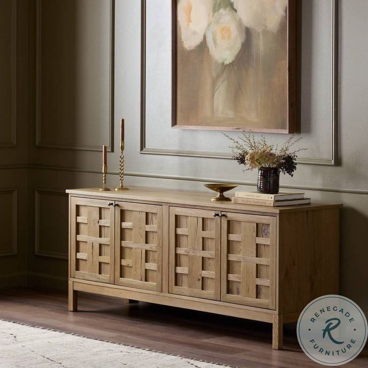 Alessio Aged Natural Oak Veneer 66" Media Console