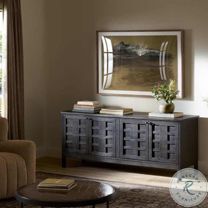 Alessio Smoked Black 66" Media Console