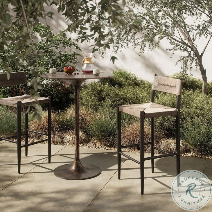 Lomas Textured Dune Outdoor Metal Bar Stool