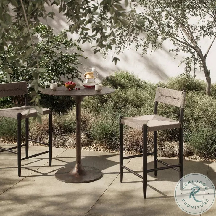 Lomas Textured Dune Outdoor Metal Counter Height Stool