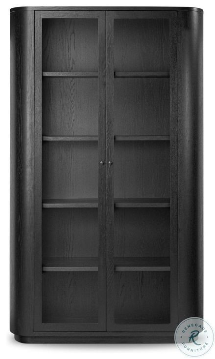 Pilar Charcoal Oak Veneer 2 Glass Door Cabinet