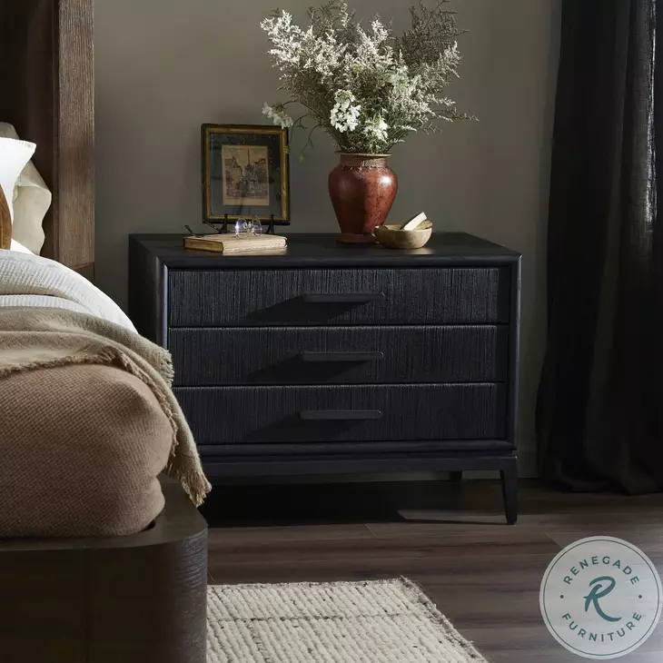 Rosenell Black Oak Veneer Closed 3 Drawer Nightstand
