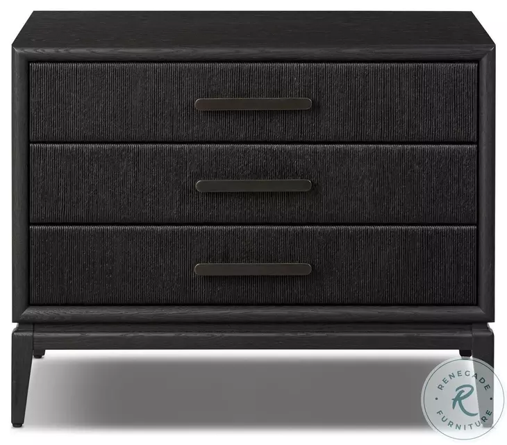 Rosenell Black Oak Veneer Closed 3 Drawer Nightstand
