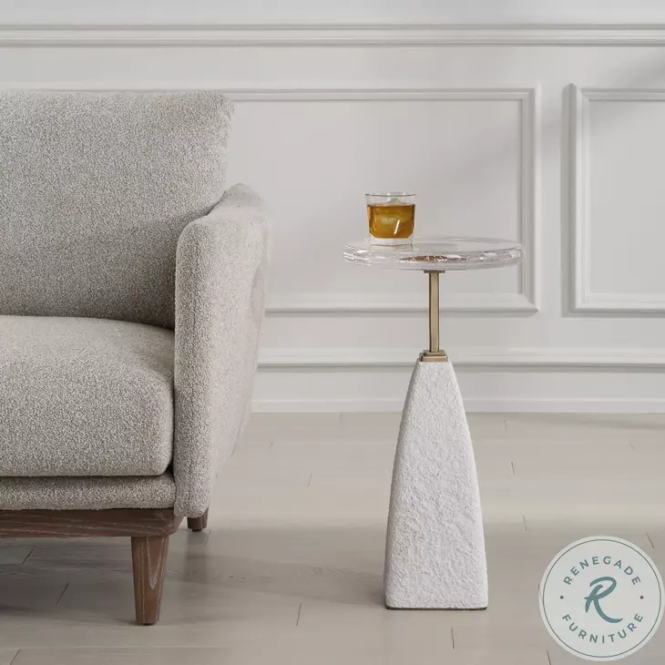 Portia White Sandstone And Brushed Brass Drink Table