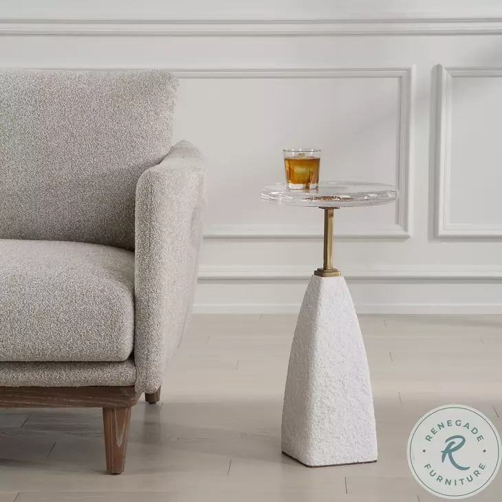 Portia White Sandstone And Brushed Brass Drink Table