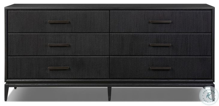 Rosenell Black Oak Veneer 6 Drawer Dresser