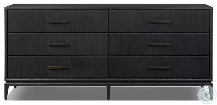Rosenell Black Oak Veneer 6 Drawer Dresser