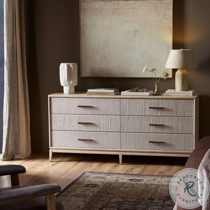 Rosenell Natural Paper Cord 6 Drawer Dresser