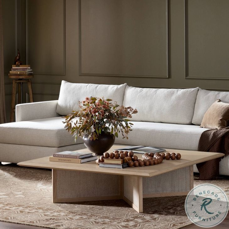 Rosenell Natural Oak Veneer Square Coffee Table