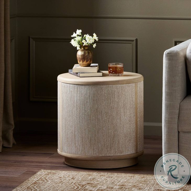 Rosenell Natural Oak Veneer Round End Table