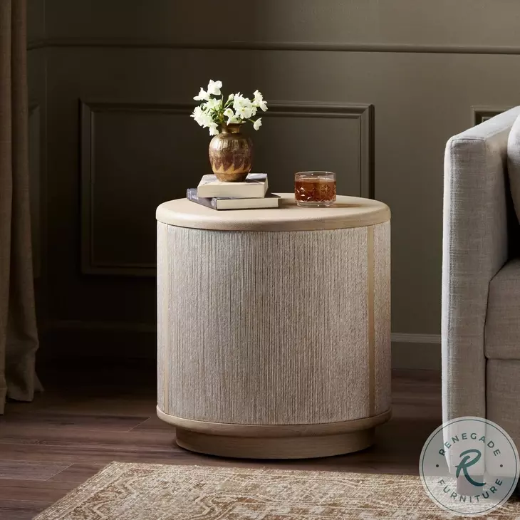 Rosenell Natural Oak Veneer Round End Table
