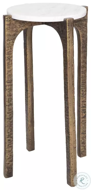 Sufi White Marble And Antique Brass Marble Drink Table