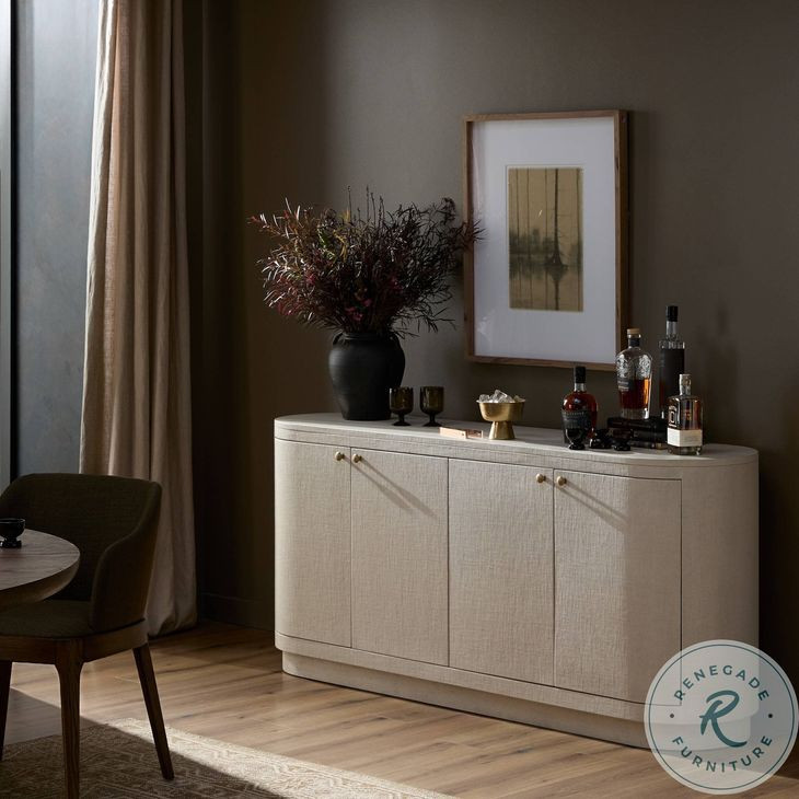 Amelia Ivory Painted Linen 4 Door Sideboard