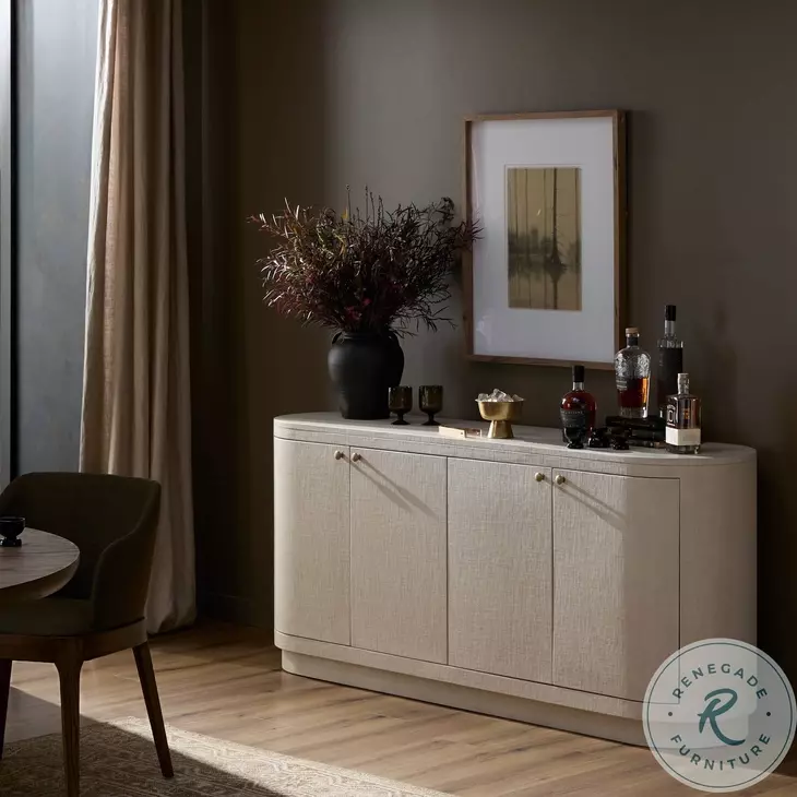 Amelia Ivory Painted Linen 4 Door Sideboard
