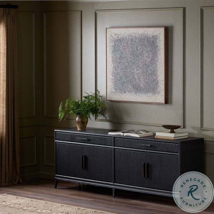 Rosenell Black Oak Veneer 2 Drawer Sideboard