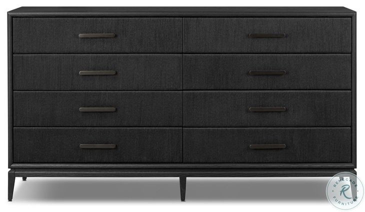 Rosenell Black Oak Veneer 8 Drawer Dresser