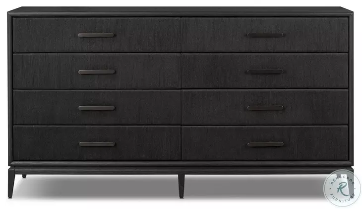 Rosenell Black Oak Veneer 8 Drawer Dresser