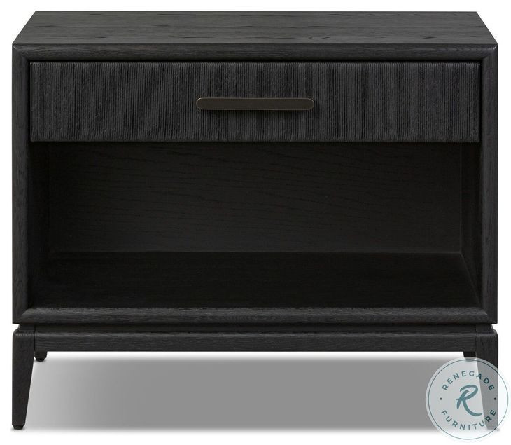 Rosenell Black Oak Veneer Open 1 Drawer Nightstand