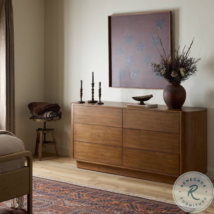 Paden Seasoned Brown Acacia 6 Drawer Dresser