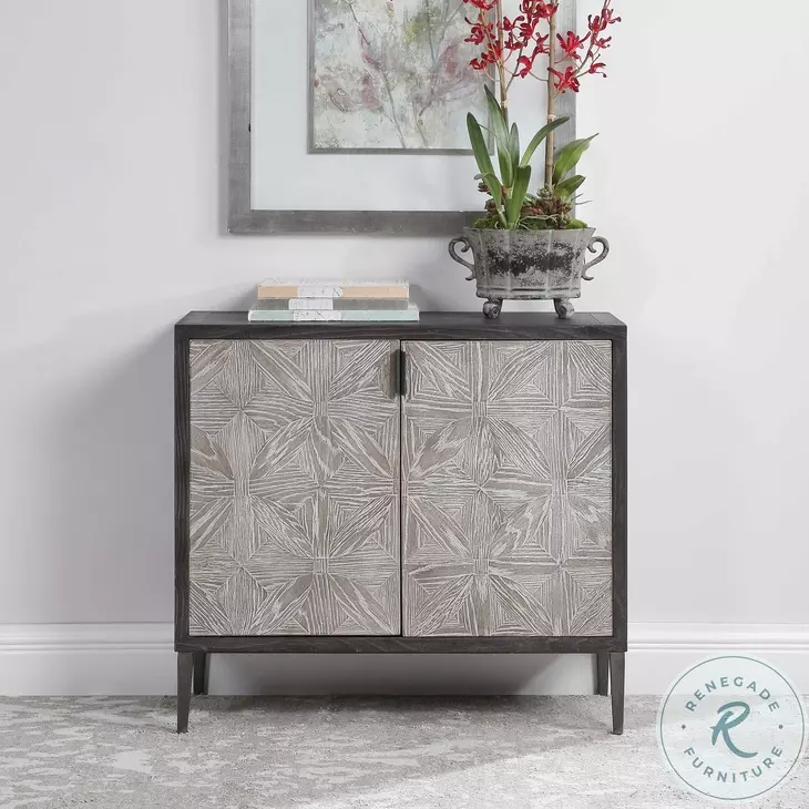 Talina Deep Black and Light Gray 2 Door Accent Cabinet