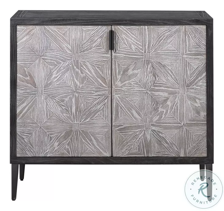 Talina Deep Black and Light Gray 2 Door Accent Cabinet