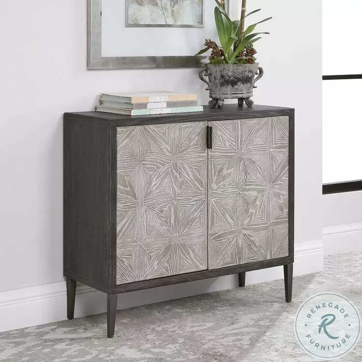 Talina Deep Black and Light Gray 2 Door Accent Cabinet